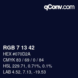 Color code: RGB 7 13 42 | qconv.com