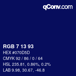 Color code: RGB 7 13 93 | qconv.com