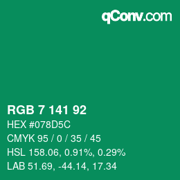 颜色代码: RGB 7 141 92 | qconv.com