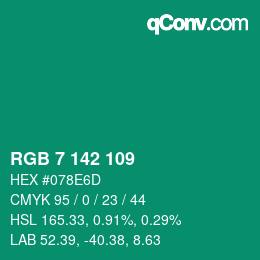 Color code: RGB 7 142 109 | qconv.com