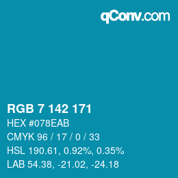 カラーコード: RGB 7 142 171 | qconv.com