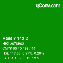 颜色代码: RGB 7 142 2 | qconv.com