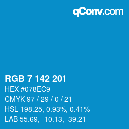 Color code: RGB 7 142 201 | qconv.com