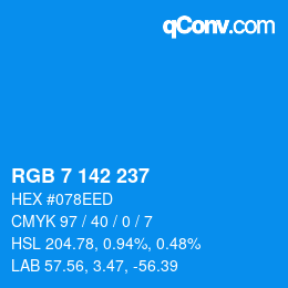 Color code: RGB 7 142 237 | qconv.com