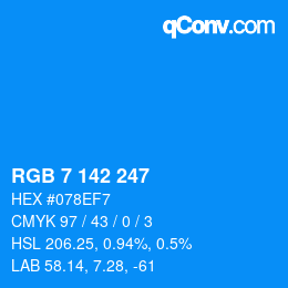 Color code: RGB 7 142 247 | qconv.com