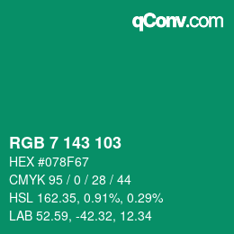 Color code: RGB 7 143 103 | qconv.com