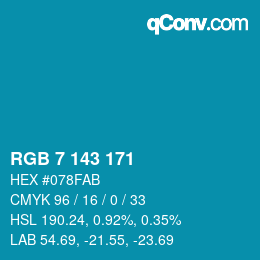 カラーコード: RGB 7 143 171 | qconv.com