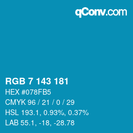 Color code: RGB 7 143 181 | qconv.com