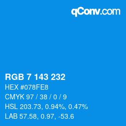 Color code: RGB 7 143 232 | qconv.com