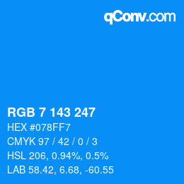 カラーコード: RGB 7 143 247 | qconv.com