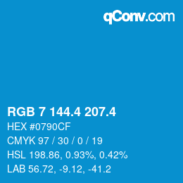 カラーコード: RGB 7 144.4 207.4 | qconv.com