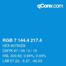 カラーコード: RGB 7 144.4 217.4 | qconv.com