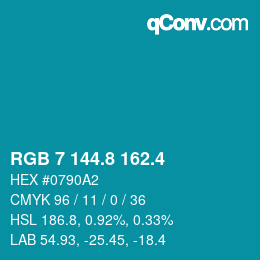 カラーコード: RGB 7 144.8 162.4 | qconv.com