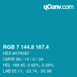 カラーコード: RGB 7 144.8 167.4 | qconv.com