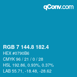 カラーコード: RGB 7 144.8 182.4 | qconv.com