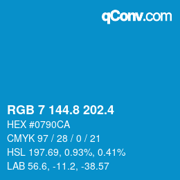 カラーコード: RGB 7 144.8 202.4 | qconv.com