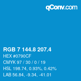 カラーコード: RGB 7 144.8 207.4 | qconv.com