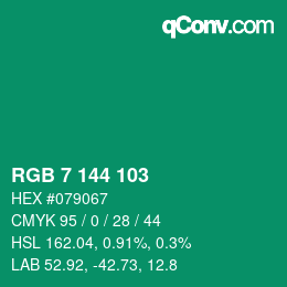 Color code: RGB 7 144 103 | qconv.com