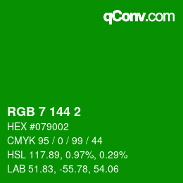Color code: RGB 7 144 2 | qconv.com
