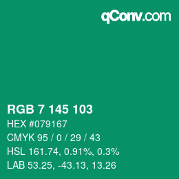 Color code: RGB 7 145 103 | qconv.com