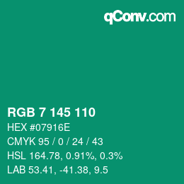 Color code: RGB 7 145 110 | qconv.com