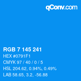 Color code: RGB 7 145 241 | qconv.com