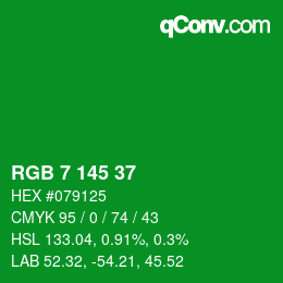 Color code: RGB 7 145 37 | qconv.com