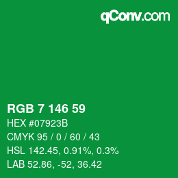 颜色代码: RGB 7 146 59 | qconv.com