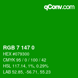 Farbcode: RGB 7 147 0 | qconv.com