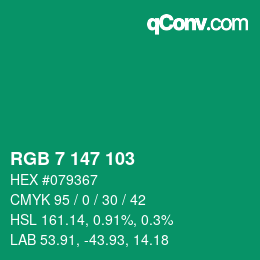 Color code: RGB 7 147 103 | qconv.com