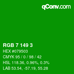 Color code: RGB 7 149 3 | qconv.com