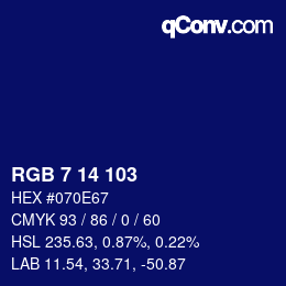 Color code: RGB 7 14 103 | qconv.com
