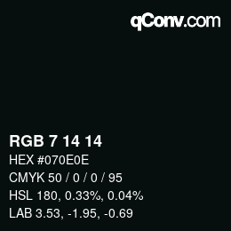 Color code: RGB 7 14 14 | qconv.com