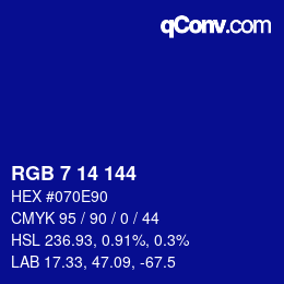 Color code: RGB 7 14 144 | qconv.com
