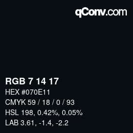 カラーコード: RGB 7 14 17 | qconv.com