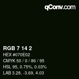 颜色代码: RGB 7 14 2 | qconv.com