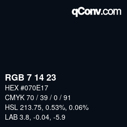 Color code: RGB 7 14 23 | qconv.com