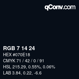 Farbcode: RGB 7 14 24 | qconv.com