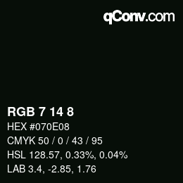 颜色代码: RGB 7 14 8 | qconv.com