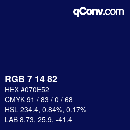 Color code: RGB 7 14 82 | qconv.com