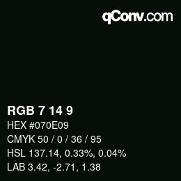 颜色代码: RGB 7 14 9 | qconv.com
