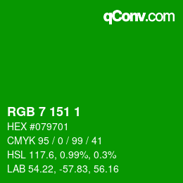 カラーコード: RGB 7 151 1 | qconv.com