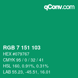 颜色代码: RGB 7 151 103 | qconv.com
