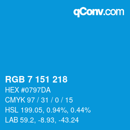 Color code: RGB 7 151 218 | qconv.com