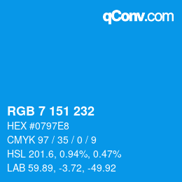 Color code: RGB 7 151 232 | qconv.com