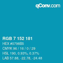 カラーコード: RGB 7 152 181 | qconv.com
