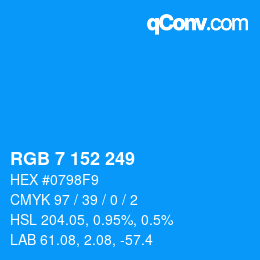 Color code: RGB 7 152 249 | qconv.com