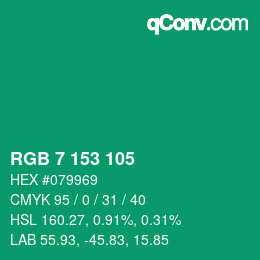 Color code: RGB 7 153 105 | qconv.com