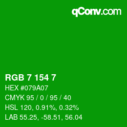 Color code: RGB 7 154 7 | qconv.com