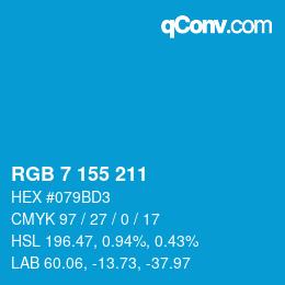 Color code: RGB 7 155 211 | qconv.com